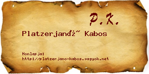 Platzerjanó Kabos névjegykártya